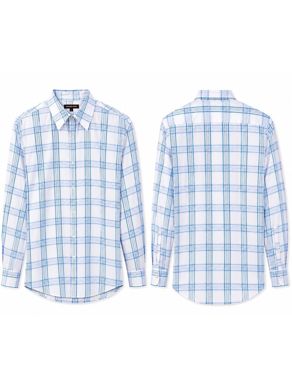 Michael Kors Shirt Mens XXL Blue White Plaid Classic Fit Button Up Casual